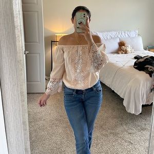 Express off the shoulder lace top